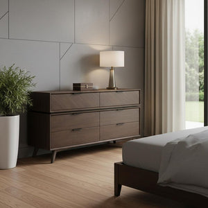 65" Acacia Solid Wood Six Drawer Double Dresser