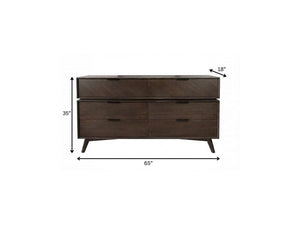 65" Acacia Solid Wood Six Drawer Double Dresser
