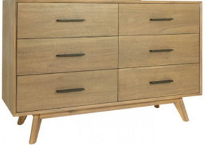 53" Brown Solid Wood Six Drawer Double Dresser