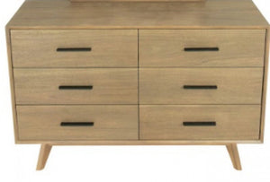 53" Brown Solid Wood Six Drawer Double Dresser