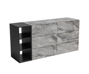 63" Gray Wood Six Drawer Double Dresser