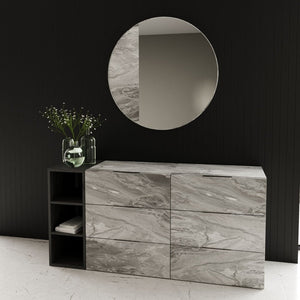 63" Gray Wood Six Drawer Double Dresser