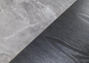 63" Grey Faux Marble and Black Wood Six Drawer Double Dresser