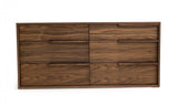 60" Walnut Manufactured Wood Six Drawer Double Dresser