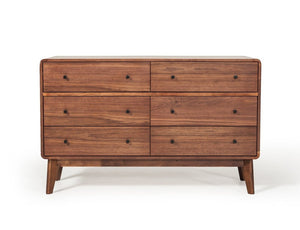 51" Brown Solid Wood Six Drawer Double Dresser
