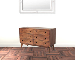 51" Brown Solid Wood Six Drawer Double Dresser