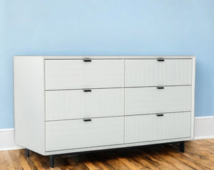 51" White Wood Six Drawer Double Dresser