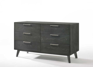 51" Gray Solid Wood Six Drawer Double Dresser