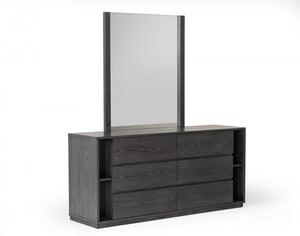 63" Gray Solid Wood Six Drawer Double Dresser