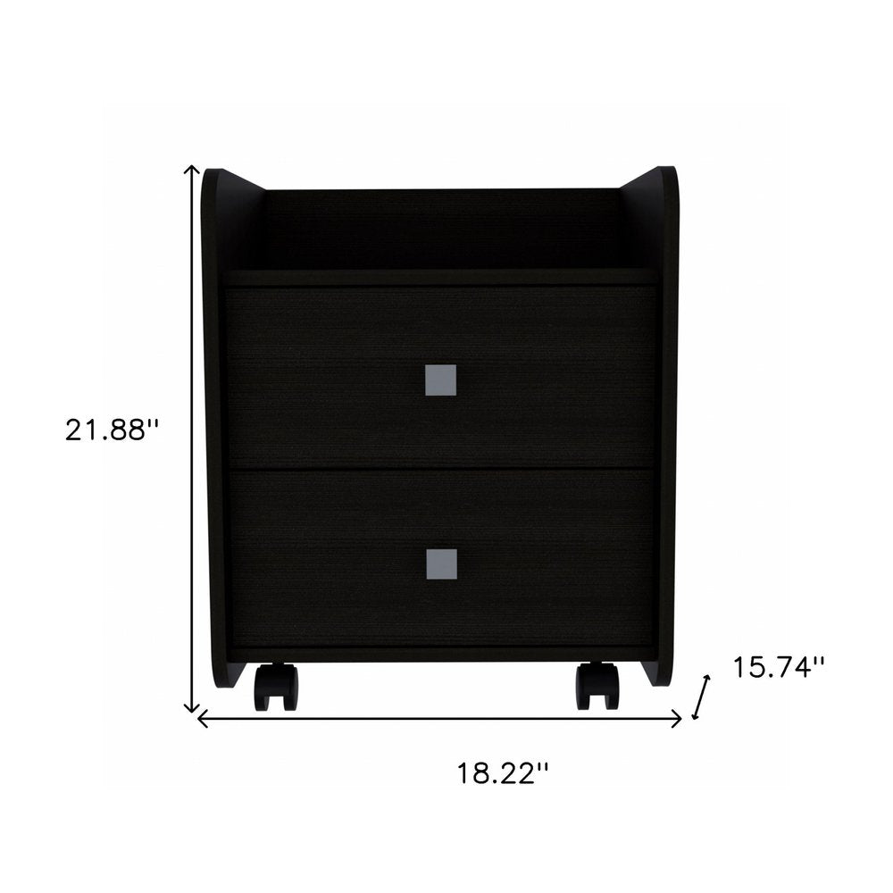 22" Wood Two Drawer Nightstand