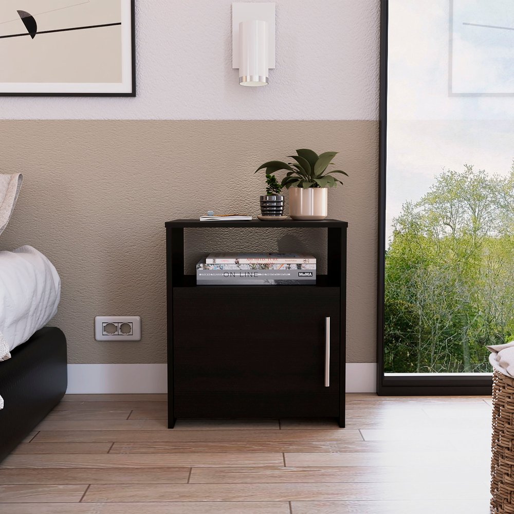 23" Black Wood Nightstand