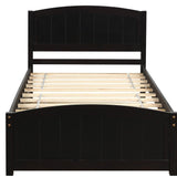 Espresso Wood Twin Bed Frame with Trundle