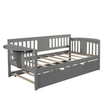 Gray Wood Twin Bed Frame with Trundle