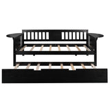 Espresso Wood Twin Bed Frame with Trundle