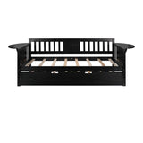 Espresso Wood Twin Bed Frame with Trundle