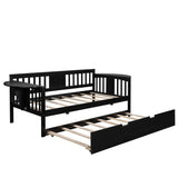 Espresso Wood Twin Bed Frame with Trundle
