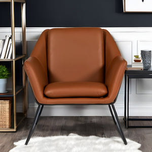 31" Brown And Black Faux Leather Lounge Chair