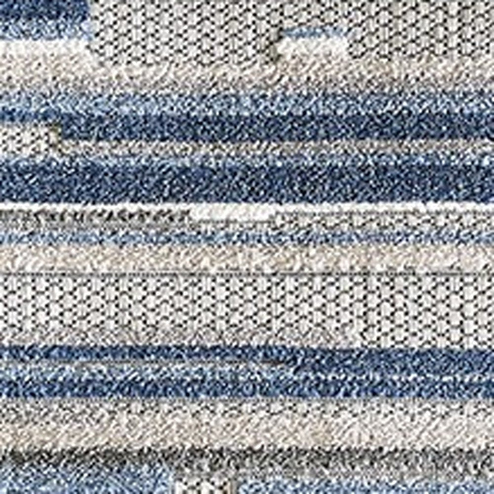 3' X 5' Blue Abstract Stain Resistant Indoor Outdoor Area Rug