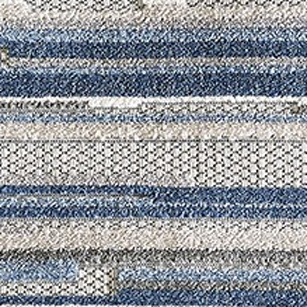 3' X 5' Blue Abstract Stain Resistant Indoor Outdoor Area Rug