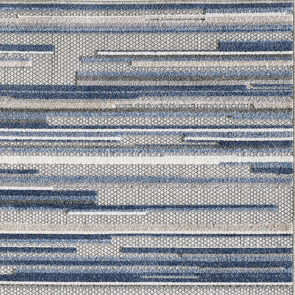 3' X 5' Blue Abstract Stain Resistant Indoor Outdoor Area Rug