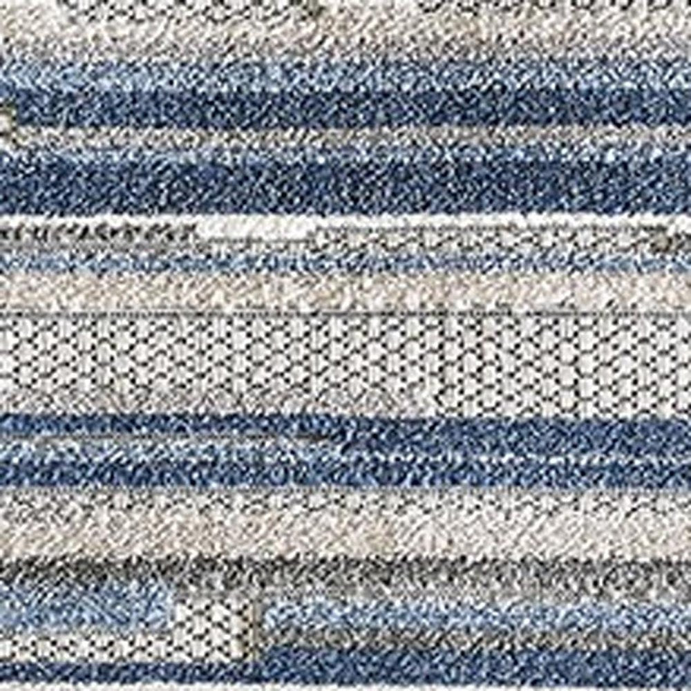 5' X 7' Blue Abstract Stain Resistant Indoor Outdoor Area Rug