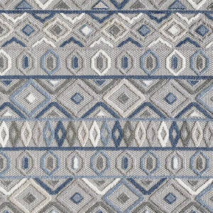 5' X 7' Blue And Gray Abstract Stain Resistant Indoor Outdoor Area Rug