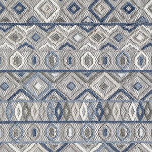 7' X 9' Blue And Gray Abstract Stain Resistant Indoor Outdoor Area Rug