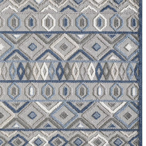 8' X 10' Blue And Gray Abstract Stain Resistant Indoor Outdoor Area Rug