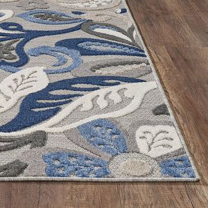 3' X 5' Blue And Gray Indoor Outdoor Area Rug