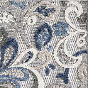 3' X 5' Blue And Gray Indoor Outdoor Area Rug