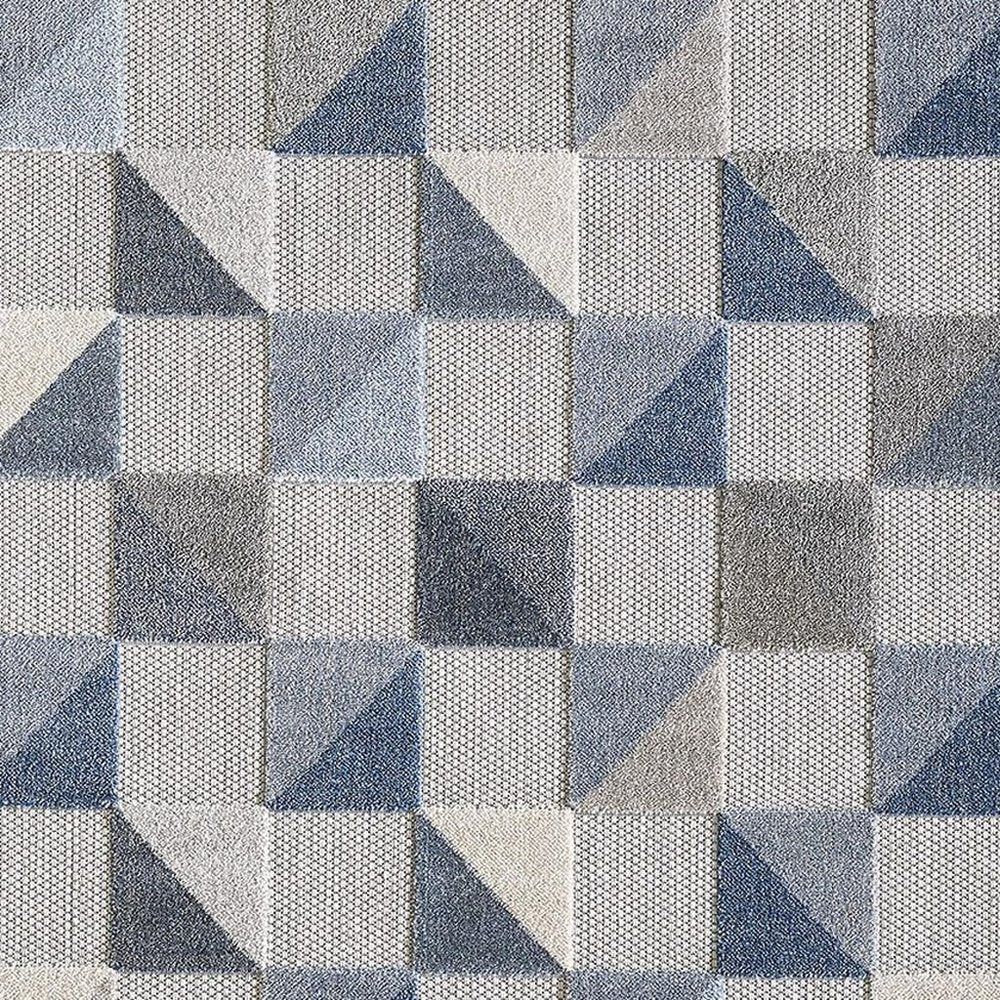 2' X 4' Blue And Gray Geometric Stain Resistant Indoor Outdoor Area Rug