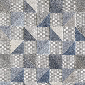 3' X 5' Blue And Gray Geometric Stain Resistant Indoor Outdoor Area Rug