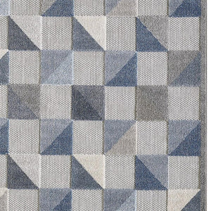 5' X 7' Blue And Gray Geometric Stain Resistant Indoor Outdoor Area Rug