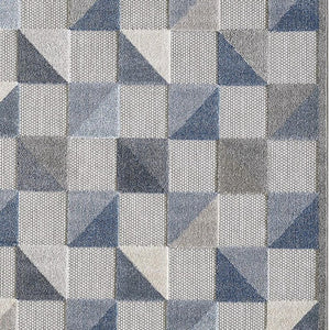 7' X 9' Blue Geometric Stain Resistant Indoor Outdoor Area Rug