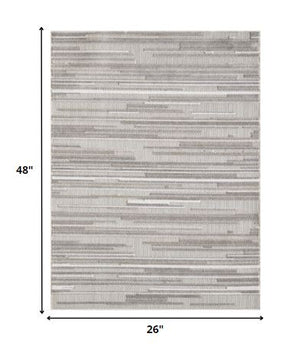 2' X 4' Gray Abstract Stain Resistant Indoor Outdoor Area Rug