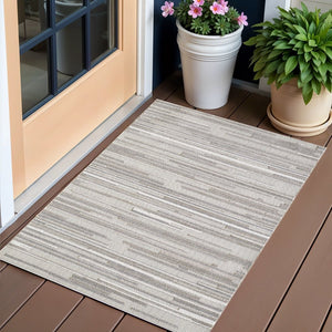 2' X 4' Gray Abstract Stain Resistant Indoor Outdoor Area Rug