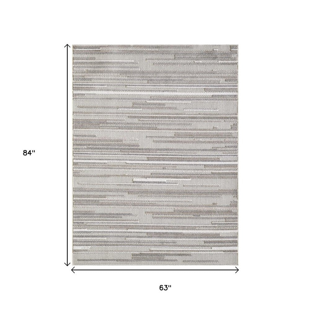 5' X 7' Gray Abstract Stain Resistant Indoor Outdoor Area Rug