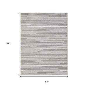 5' X 7' Gray Abstract Stain Resistant Indoor Outdoor Area Rug