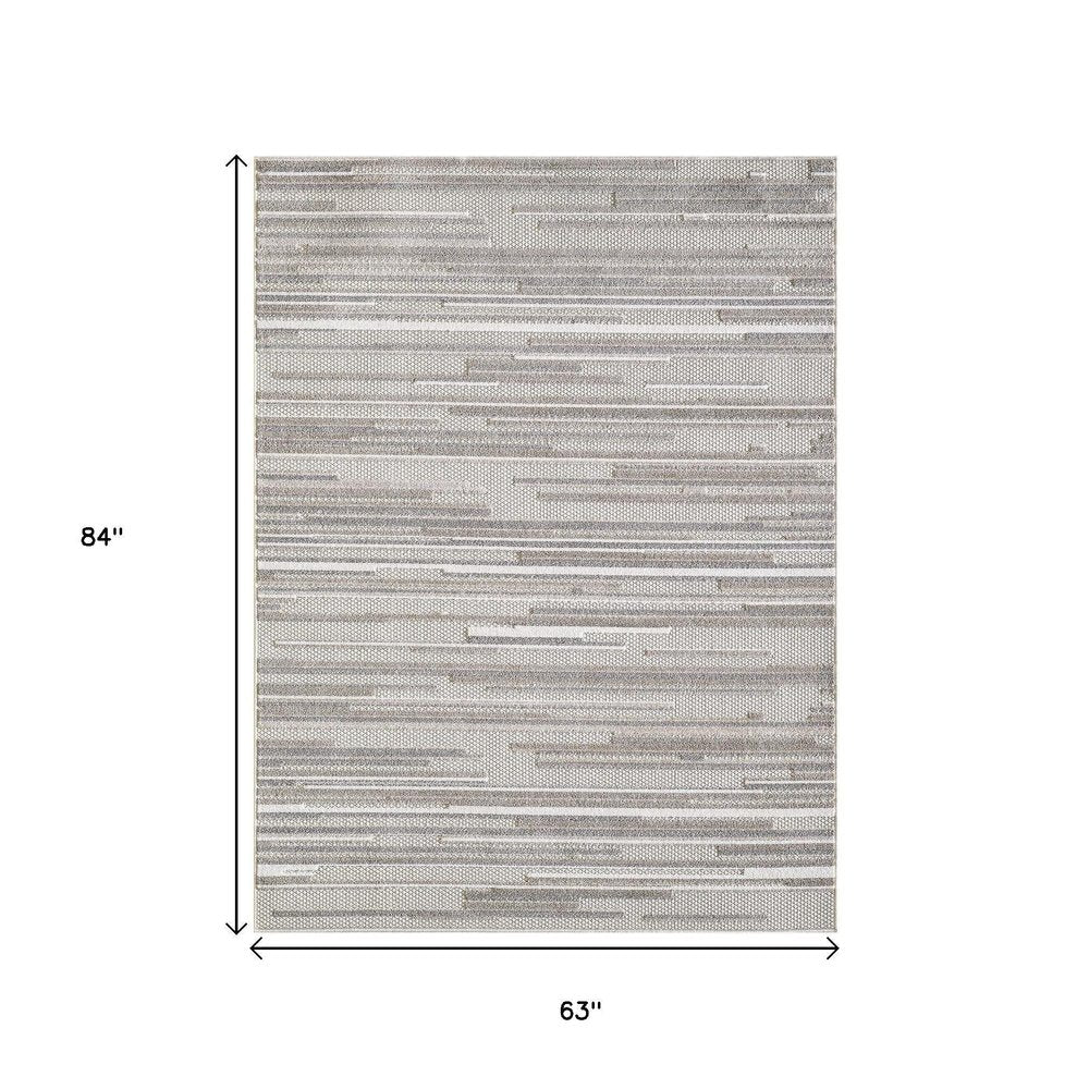 5' X 7' Gray Abstract Stain Resistant Indoor Outdoor Area Rug