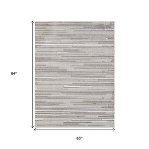 5' X 7' Gray Abstract Stain Resistant Indoor Outdoor Area Rug