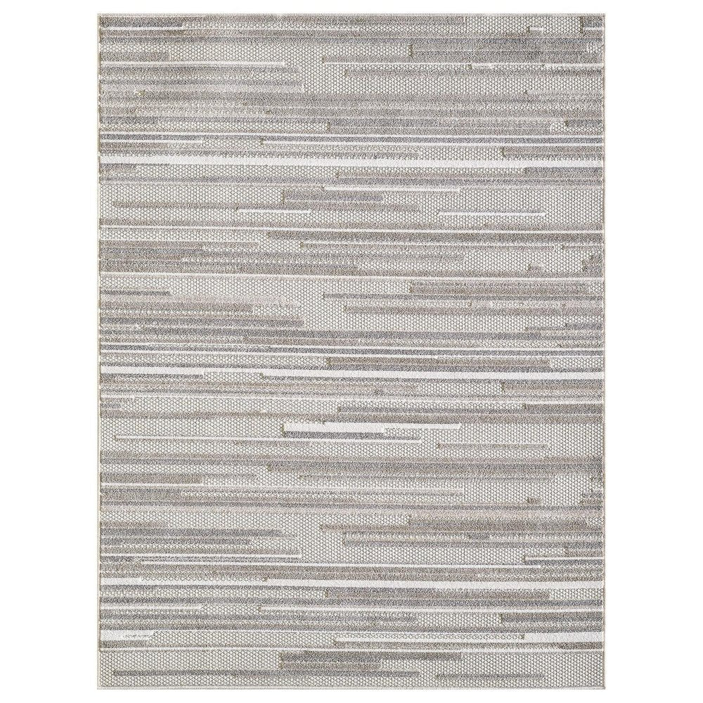 7' X 9' Gray Abstract Stain Resistant Indoor Outdoor Area Rug