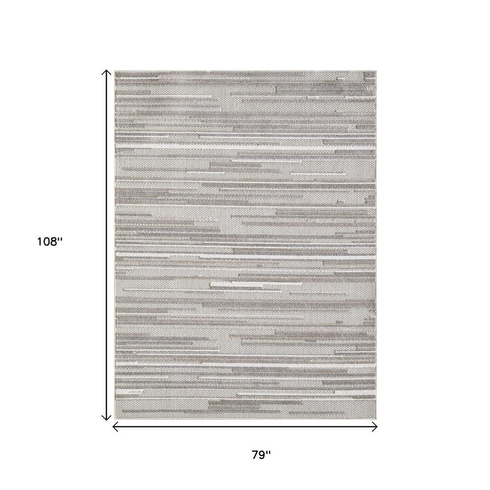 7' X 9' Gray Abstract Stain Resistant Indoor Outdoor Area Rug
