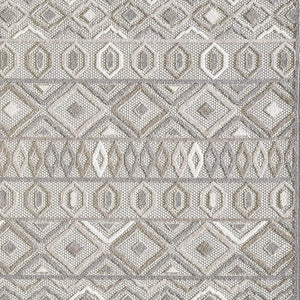 5' X 7' Gray And Ivory Southwestern Stain Resistant Indoor Outdoor Area Rug