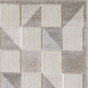 3' X 5' Gray Geometric Stain Resistant Indoor Outdoor Area Rug