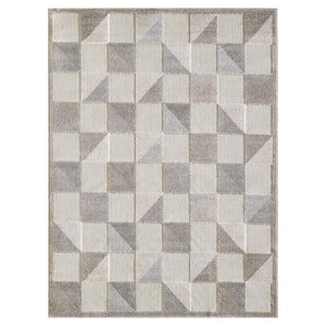 7' X 9' Gray Geometric Stain Resistant Indoor Outdoor Area Rug