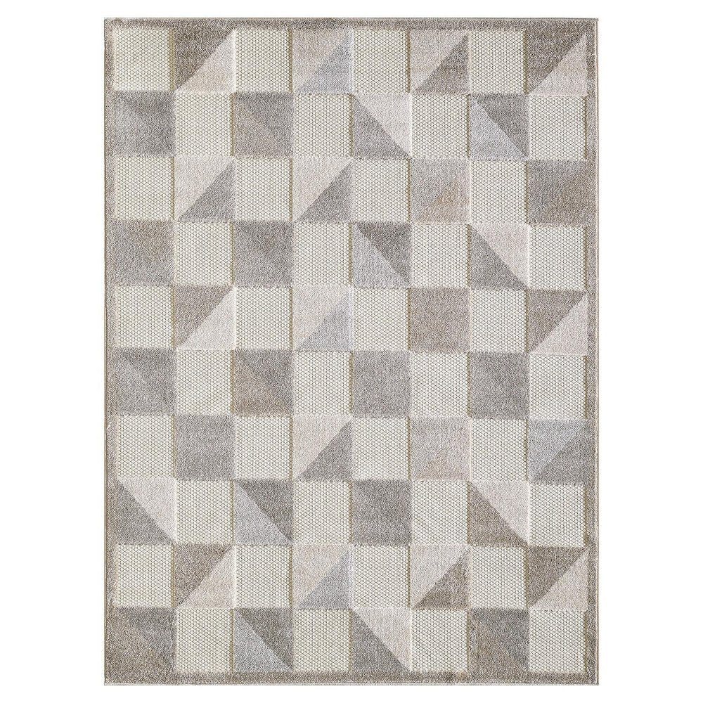 8' X 10' Gray Geometric Stain Resistant Indoor Outdoor Area Rug