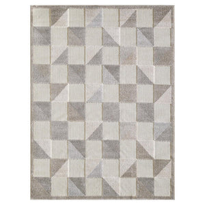 8' X 10' Gray Geometric Stain Resistant Indoor Outdoor Area Rug