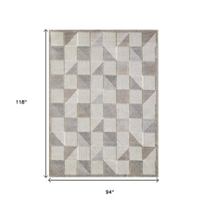 8' X 10' Gray Geometric Stain Resistant Indoor Outdoor Area Rug