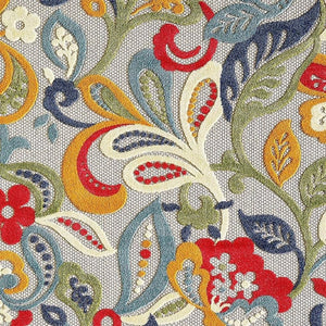 2' X 4' Ivory And Blue Floral Stain Resistant Indoor Outdoor Area Rug