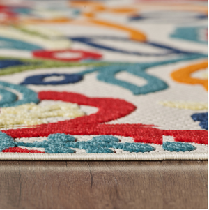 8’ X 10’ Multicolor Jacobean Floral Indoor Outdoor Area Rug